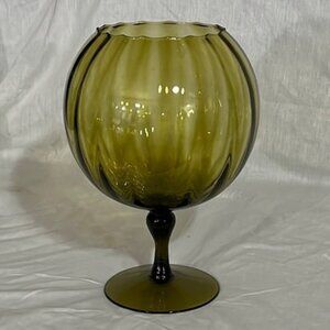 Vintage Empoli Italian Art Glass Green Tall brandy glass Vase Retro Home Decor